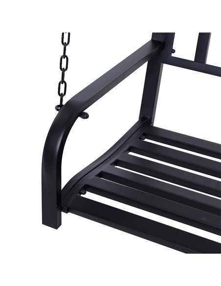 Outsunny Garden Swing Chair Patio Metal 2 Seater Swing Bench Porch Balcony Bench Loveseat Minimalist Style - Black - pic 12054 | FastDaddyshop