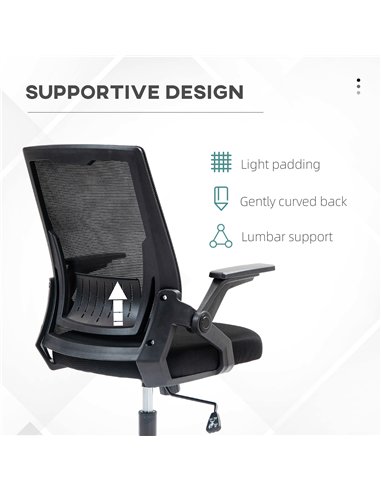Vinsetto Office Chair, with Lumbar Support - Black