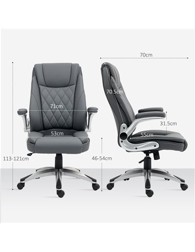 Vinsetto Faux Leather Executive Swivel Office Chair - Dark Grey