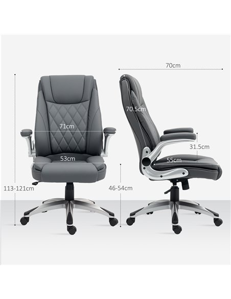 Vinsetto Faux Leather Executive Swivel Office Chair - Dark Grey - pic 120560 | FastDaddyshop
