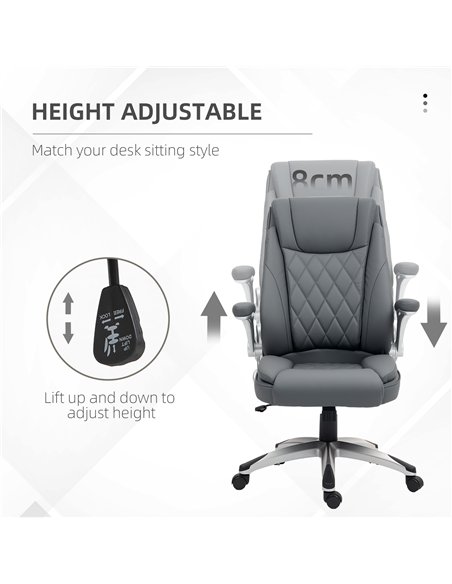 Vinsetto Faux Leather Executive Swivel Office Chair - Dark Grey - pic 120561 | FastDaddyshop