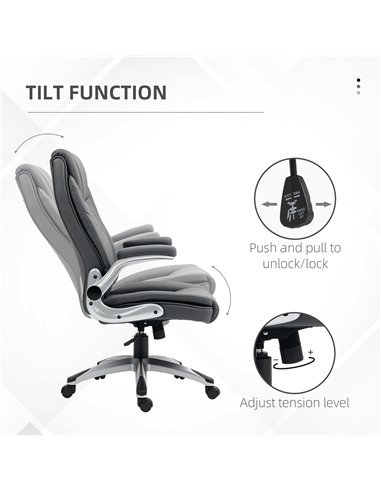 Vinsetto Faux Leather Executive Swivel Office Chair - Dark Grey