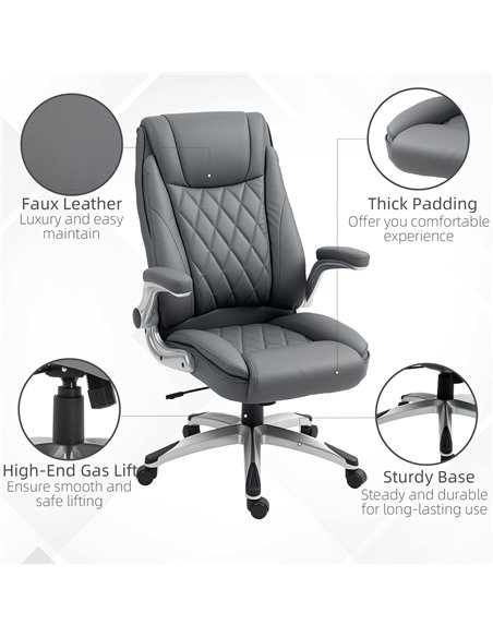 Vinsetto Faux Leather Executive Swivel Office Chair - Dark Grey - pic 120564 | FastDaddyshop