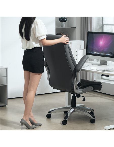 Vinsetto Faux Leather Executive Swivel Office Chair - Dark Grey - pic 120566 | FastDaddyshop
