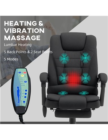 Vinsetto Heated 6 Points Vibration Massage Executive Office Chair Adjustable Swivel Ergonomic High Back Desk Chair Recliner with