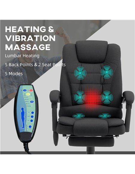 Vinsetto Heated 6 Points Vibration Massage Executive Office Chair Adjustable Swivel Ergonomic High Back Desk Chair Recliner with - pic 120570 | FastDaddyshop