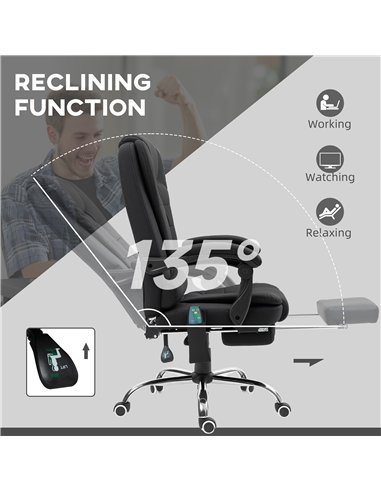 Vinsetto Heated 6 Points Vibration Massage Executive Office Chair Adjustable Swivel Ergonomic High Back Desk Chair Recliner with