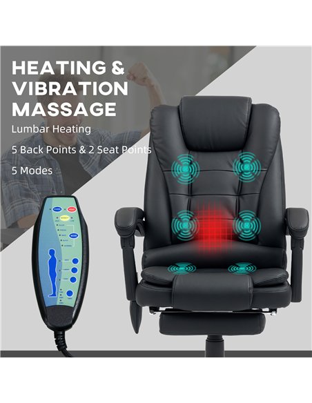 Vinsetto Heated 6 Points Vibration Massage Executive Office Chair Adjustable Swivel Ergonomic High Back Desk Chair Recliner with - pic 120579 | FastDaddyshop