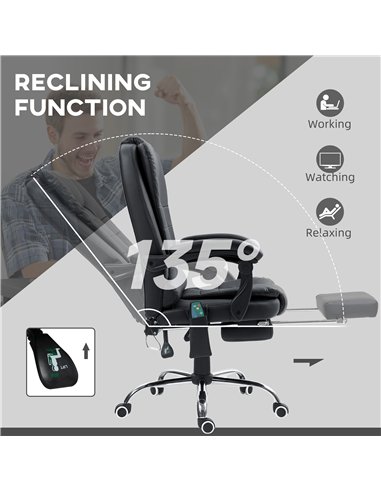 Vinsetto Heated 6 Points Vibration Massage Executive Office Chair Adjustable Swivel Ergonomic High Back Desk Chair Recliner with