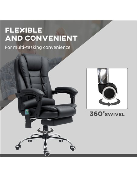 Vinsetto Heated 6 Points Vibration Massage Executive Office Chair Adjustable Swivel Ergonomic High Back Desk Chair Recliner with - pic 120582 | FastDaddyshop
