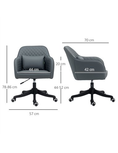 Vinsetto Microfiber Office Chair, Desk Chair, Makeup Vanity Chair with Massage Lumbar Pillow and Rolling Wheels for Bedroom and 