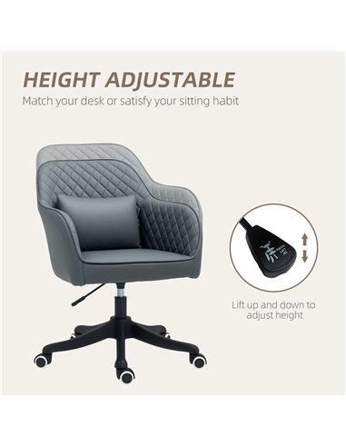 Vinsetto Microfiber Office Chair, Desk Chair, Makeup Vanity Chair with Massage Lumbar Pillow and Rolling Wheels for Bedroom and 