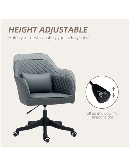 Vinsetto Microfiber Office Chair, Desk Chair, Makeup Vanity Chair with Massage Lumbar Pillow and Rolling Wheels for Bedroom and  - pic 120589 | FastDaddyshop