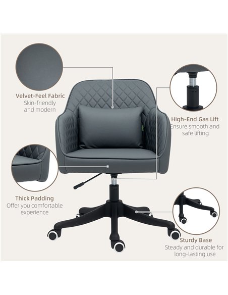 Vinsetto Microfiber Office Chair, Desk Chair, Makeup Vanity Chair with Massage Lumbar Pillow and Rolling Wheels for Bedroom and  - pic 120591 | FastDaddyshop