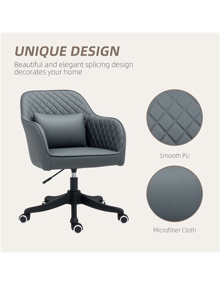 Vinsetto Microfiber Office Chair, Desk Chair, Makeup Vanity Chair with Massage Lumbar Pillow and Rolling Wheels for Bedroom and  - pic 120592 | FastDaddyshop