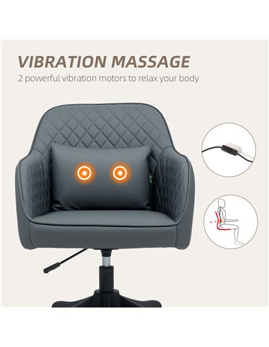 Vinsetto Microfiber Office Chair, Desk Chair, Makeup Vanity Chair with Massage Lumbar Pillow and Rolling Wheels for Bedroom and 
