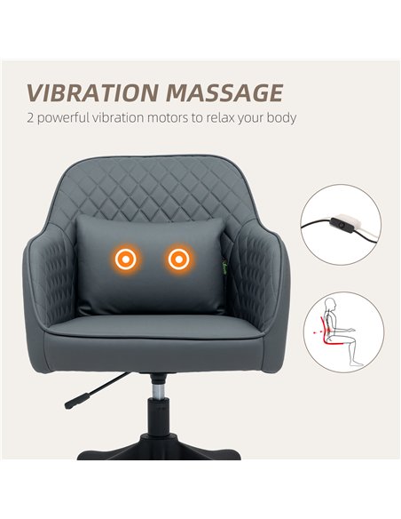 Vinsetto Microfiber Office Chair, Desk Chair, Makeup Vanity Chair with Massage Lumbar Pillow and Rolling Wheels for Bedroom and  - pic 120593 | FastDaddyshop