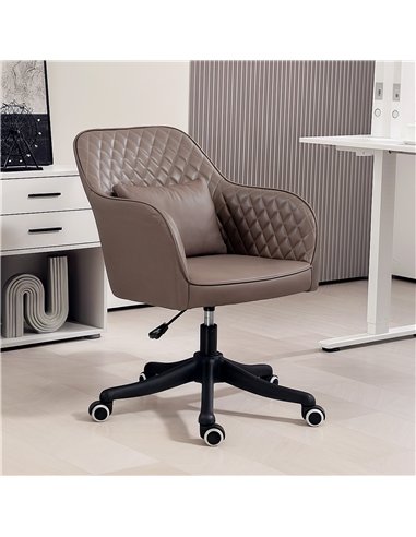 Vinsetto Microfiber Office Chair, Desk Chair, Makeup Vanity Chair with Massage Lumbar Pillow and Rolling Wheels for Bedroom and 