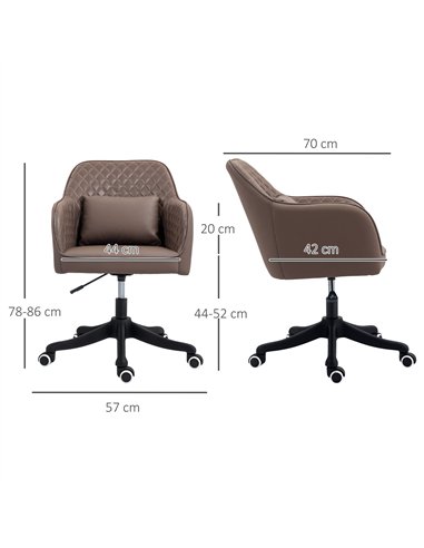 Vinsetto Microfiber Office Chair, Desk Chair, Makeup Vanity Chair with Massage Lumbar Pillow and Rolling Wheels for Bedroom and 