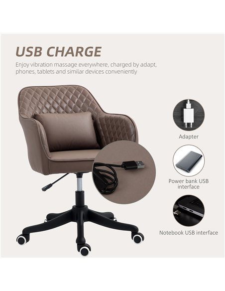 Vinsetto Microfiber Office Chair, Desk Chair, Makeup Vanity Chair with Massage Lumbar Pillow and Rolling Wheels for Bedroom and  - pic 120597 | FastDaddyshop
