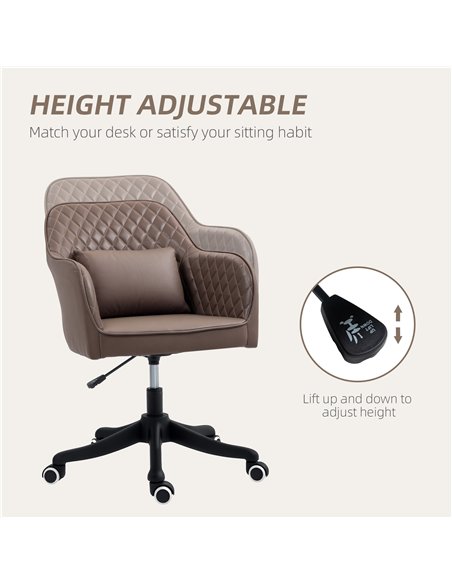 Vinsetto Microfiber Office Chair, Desk Chair, Makeup Vanity Chair with Massage Lumbar Pillow and Rolling Wheels for Bedroom and  - pic 120598 | FastDaddyshop