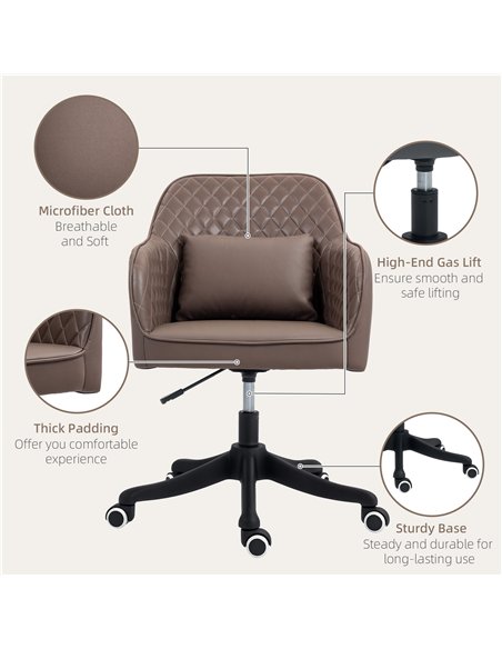 Vinsetto Microfiber Office Chair, Desk Chair, Makeup Vanity Chair with Massage Lumbar Pillow and Rolling Wheels for Bedroom and  - pic 120600 | FastDaddyshop
