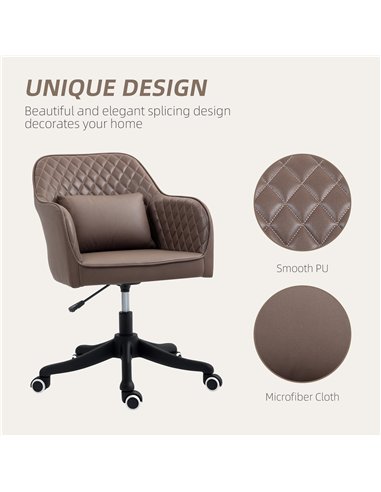 Vinsetto Microfiber Office Chair, Desk Chair, Makeup Vanity Chair with Massage Lumbar Pillow and Rolling Wheels for Bedroom and 