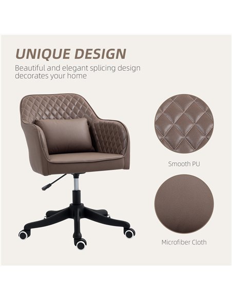 Vinsetto Microfiber Office Chair, Desk Chair, Makeup Vanity Chair with Massage Lumbar Pillow and Rolling Wheels for Bedroom and  - pic 120601 | FastDaddyshop