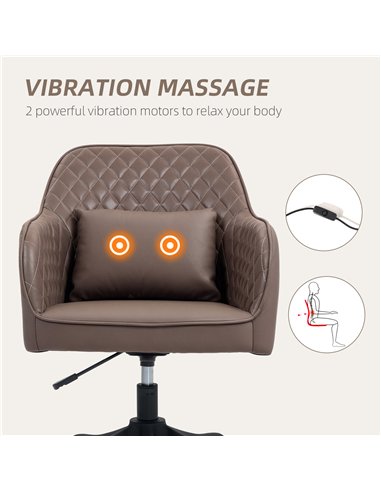 Vinsetto Microfiber Office Chair, Desk Chair, Makeup Vanity Chair with Massage Lumbar Pillow and Rolling Wheels for Bedroom and 