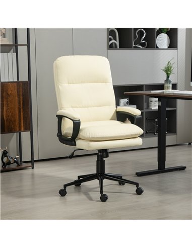 Vinsetto Office Chair, PU Leather Computer Desk Chair Office Chair with Adjustable Height and Swivel Rolling Wheels for Work Stu