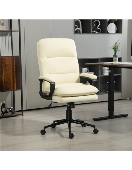 Vinsetto Office Chair, PU Leather Computer Desk Chair Office Chair with Adjustable Height and Swivel Rolling Wheels for Work Stu - pic 120613 | FastDaddyshop