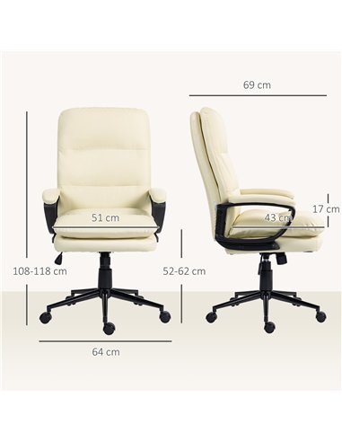 Vinsetto Office Chair, PU Leather Computer Desk Chair Office Chair with Adjustable Height and Swivel Rolling Wheels for Work Stu