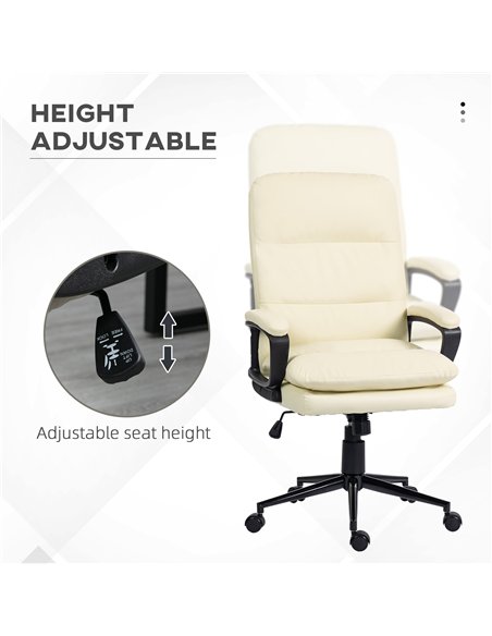 Vinsetto Office Chair, PU Leather Computer Desk Chair Office Chair with Adjustable Height and Swivel Rolling Wheels for Work Stu - pic 120615 | FastDaddyshop