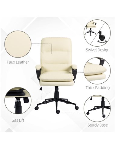 Vinsetto Office Chair, PU Leather Computer Desk Chair Office Chair with Adjustable Height and Swivel Rolling Wheels for Work Stu