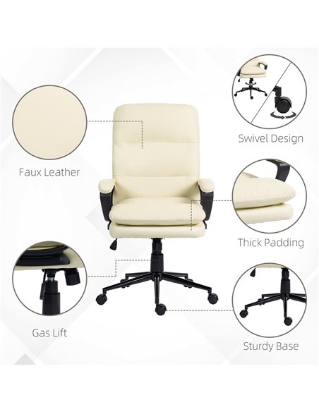 Vinsetto Office Chair, PU Leather Computer Desk Chair Office Chair with Adjustable Height and Swivel Rolling Wheels for Work Stu - pic 120616 | FastDaddyshop