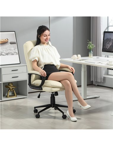 Vinsetto Office Chair, PU Leather Computer Desk Chair Office Chair with Adjustable Height and Swivel Rolling Wheels for Work Stu