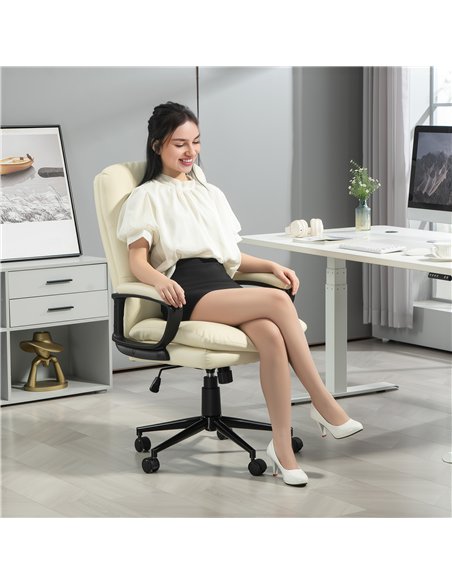 Vinsetto Office Chair, PU Leather Computer Desk Chair Office Chair with Adjustable Height and Swivel Rolling Wheels for Work Stu - pic 120617 | FastDaddyshop