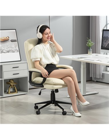 Vinsetto Office Chair, PU Leather Computer Desk Chair Office Chair with Adjustable Height and Swivel Rolling Wheels for Work Stu