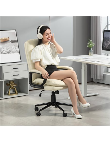 Vinsetto Office Chair, PU Leather Computer Desk Chair Office Chair with Adjustable Height and Swivel Rolling Wheels for Work Stu - pic 120618 | FastDaddyshop