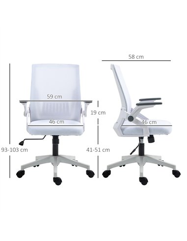 Vinsetto Office Chair, with Lumbar Support - White