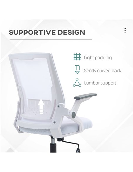 Vinsetto Office Chair, with Lumbar Support - White - pic 120625 | FastDaddyshop