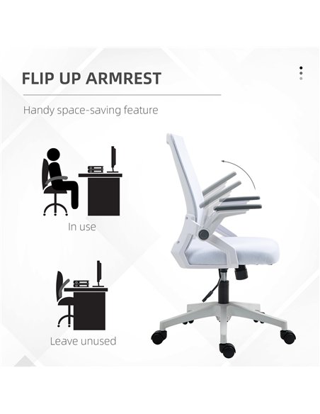Vinsetto Office Chair, with Lumbar Support - White - pic 120626 | FastDaddyshop