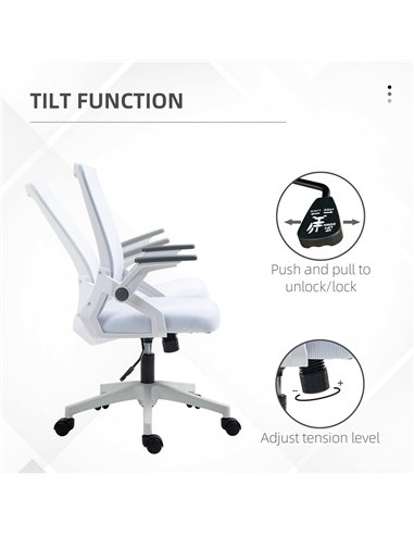 Vinsetto Office Chair, with Lumbar Support - White
