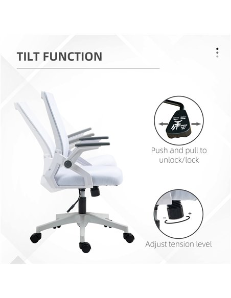 Vinsetto Office Chair, with Lumbar Support - White - pic 120627 | FastDaddyshop