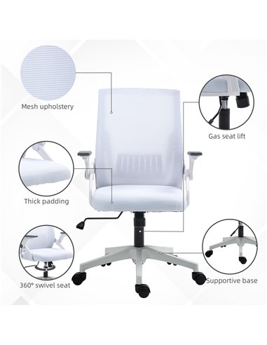 Vinsetto Office Chair, with Lumbar Support - White
