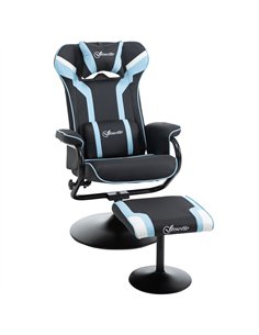 Vinsetto Reclining Chair and Stool Set, Recliner Chair with Headrest, Gaming Chair with Lumbar Support, Pedestal Base for Home O