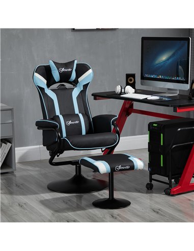 Vinsetto Reclining Chair and Stool Set, Recliner Chair with Headrest, Gaming Chair with Lumbar Support, Pedestal Base for Home O