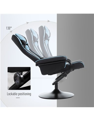 Vinsetto Reclining Chair and Stool Set, Recliner Chair with Headrest, Gaming Chair with Lumbar Support, Pedestal Base for Home O