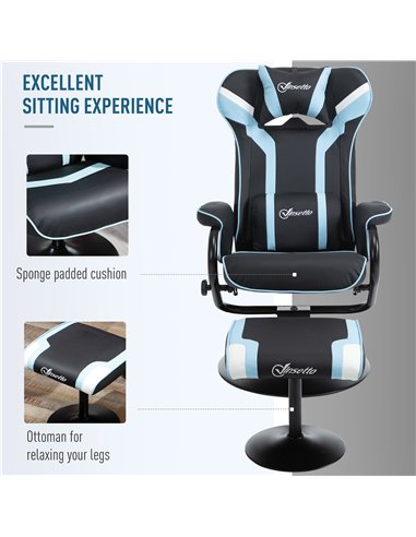 Vinsetto Reclining Chair and Stool Set, Recliner Chair with Headrest, Gaming Chair with Lumbar Support, Pedestal Base for Home O