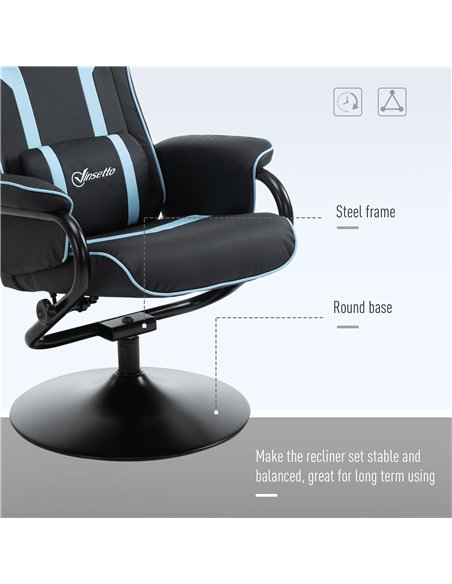 Vinsetto Reclining Chair and Stool Set, Recliner Chair with Headrest, Gaming Chair with Lumbar Support, Pedestal Base for Home O - pic 120636 | FastDaddyshop